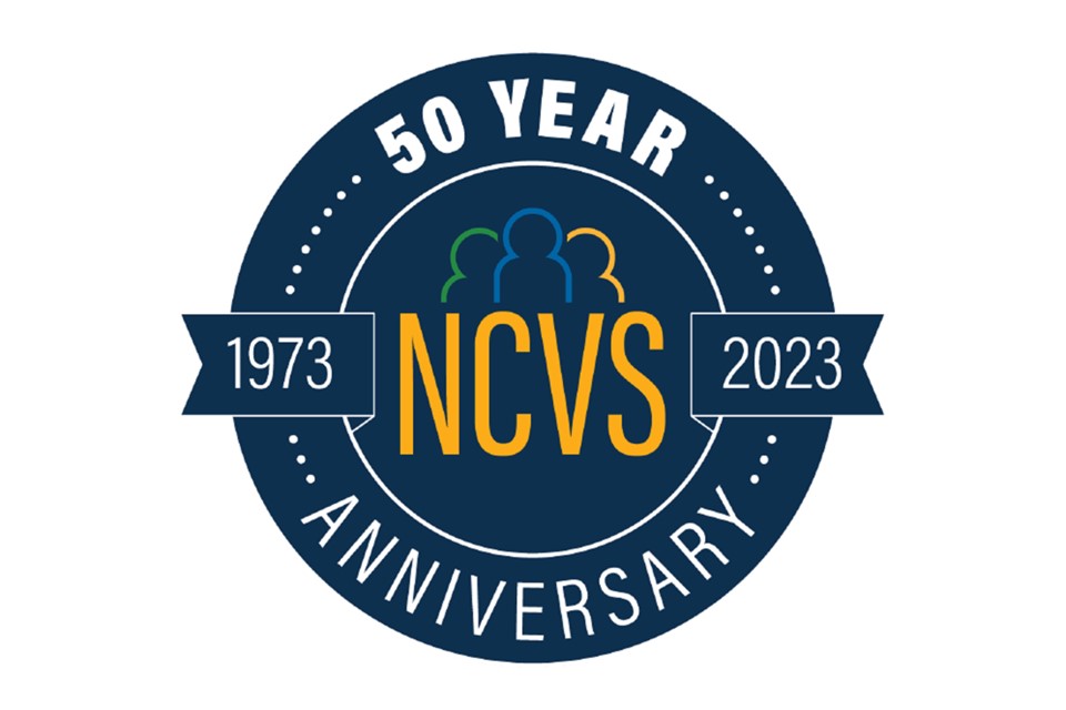 mulit-colored silhouettes of people. Text reads 50 year NCVS Anniversary. 1973-2023