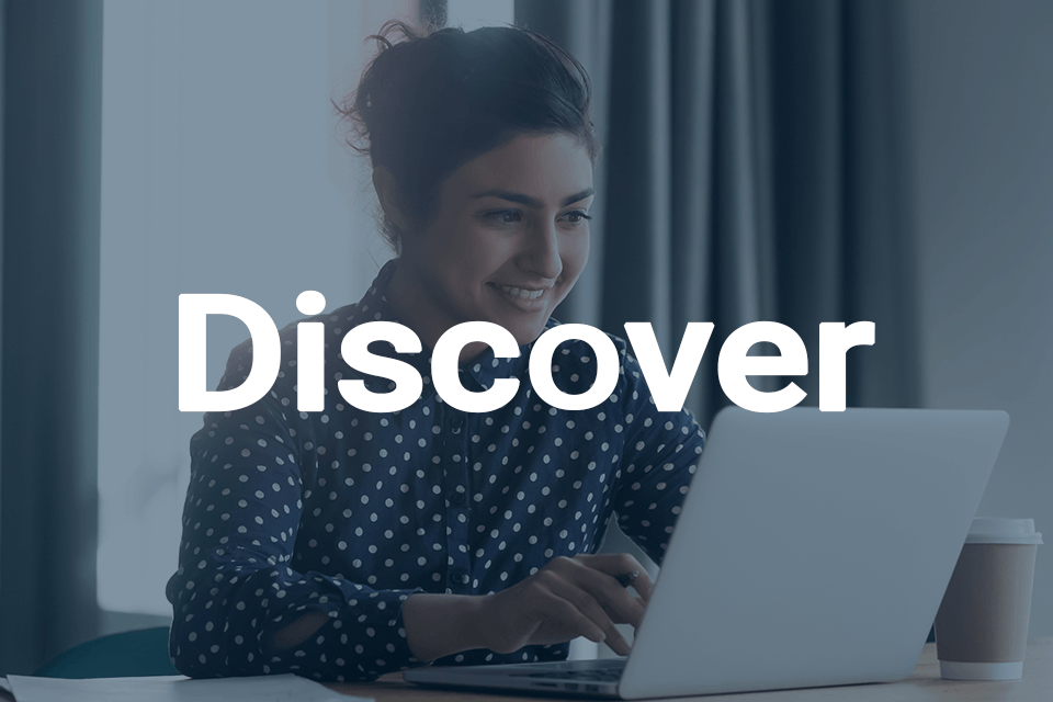 Discover on background of someone using a laptop