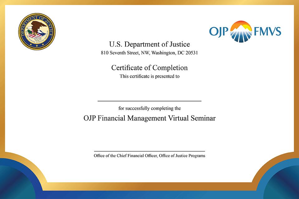 OJP FMVS Certificate of Completion Graphic